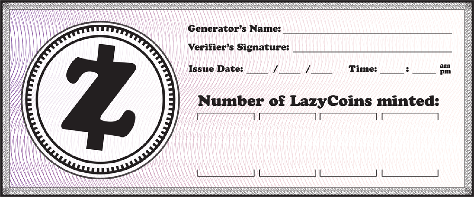 Printable LazyCoin